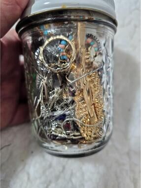 Jewelry Jar Mixed Pieces 7oz Mystery Lot AS IS Multicolor - Jar Included
